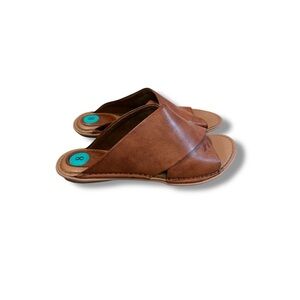b.o.c. Crossover Faux Leather Sandals‎ Women’s Size 8 Brown Slip On Casual